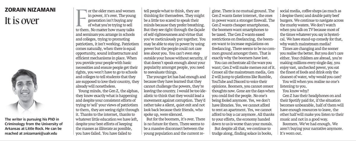 It is Over: Why a deleted article on Gen Z has taken Pakistan by storm