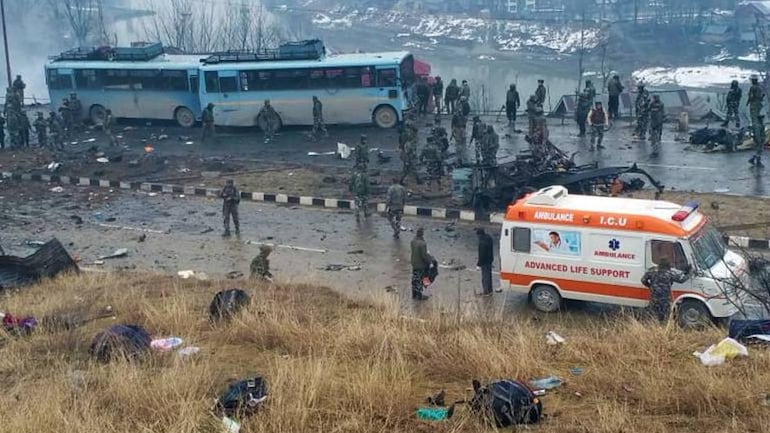 pulwama attack fire