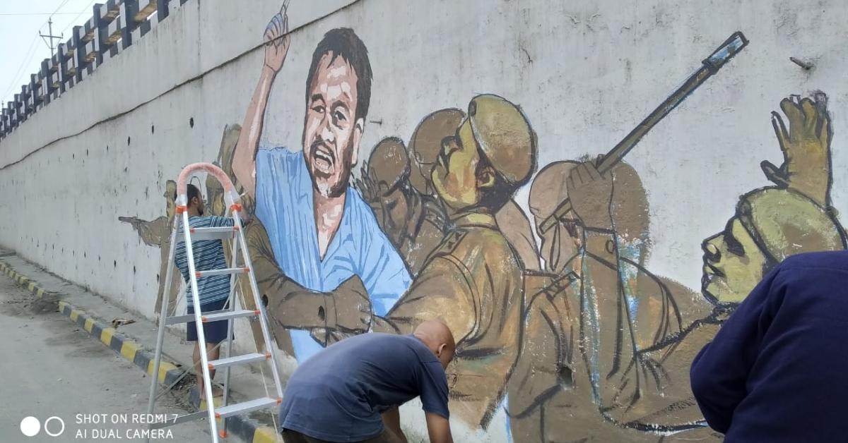 অখিল গগৈৰ মুক্তিৰ দাবীত চিত্ৰ অঁকা শিল্পীক আটক অসম আৰক্ষীৰ