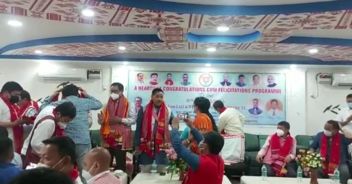 কাৰ্বি পাহাৰৰ চাৰি বিজেপি বিধায়কক সম্বৰ্ধনা