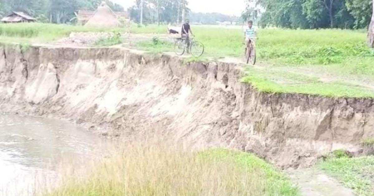 গুৰুফেলা নদীৰ ভয়ংকৰ ৰূপ! নদীত বিলীন হৈছে এটাৰ পিছত আনটো পৰিয়ালৰ ভেটি মাটি