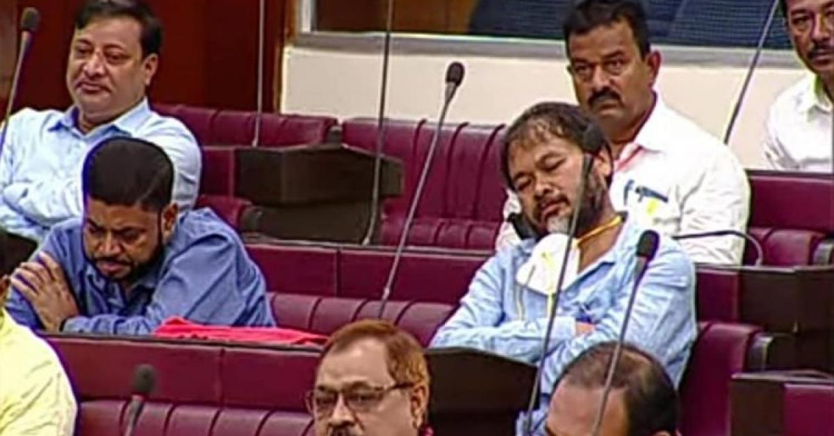 MLA Akhil Gogoi in a deep sleep as the CHIEF Minister's speech continues