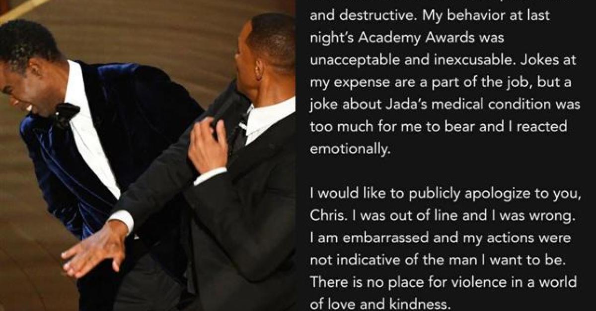 Will Smith apologises to Chris Rock