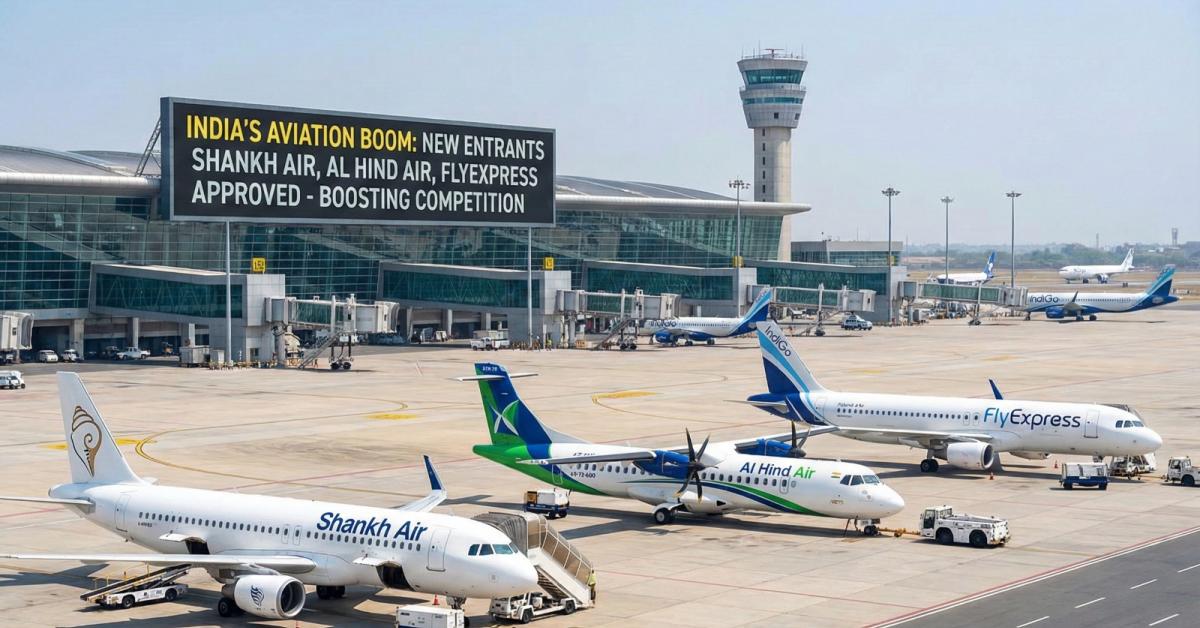 इंडिगो अव्यवस्था के बाद केंद्र ने तीन नई एयरलाइनों को मंजूरी दी! शंख एयर, अल हिंद एयर और फ्लाईएक्सप्रेस
