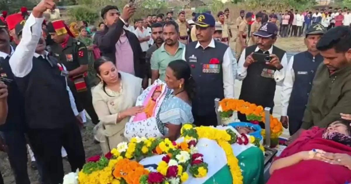  आरे दरे गांव में वीर जवान प्रमोद जाधव को तिरंगे में लिपटा अंतिम सलामी