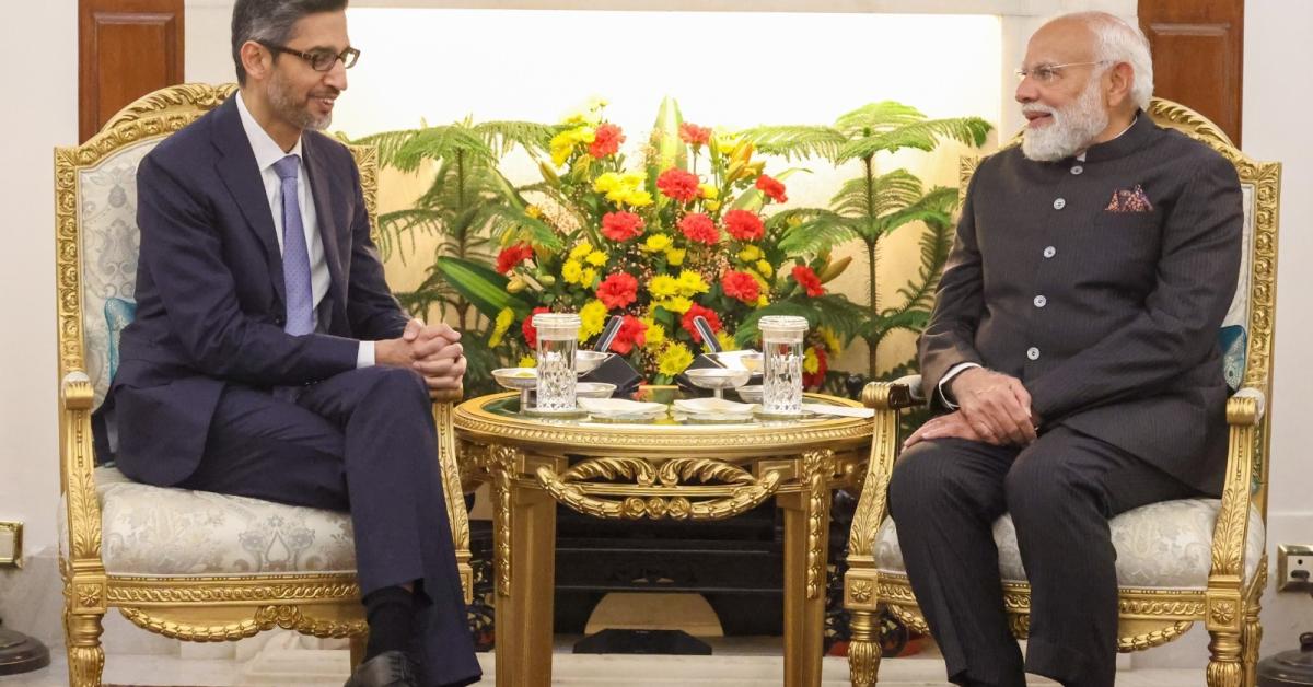 ‘भारत लौटकर अच्छा लगा’: AI शिखर सम्मेलन में पिचाई, पीएम बोले-AI बड़ा अवसर और चुनौती