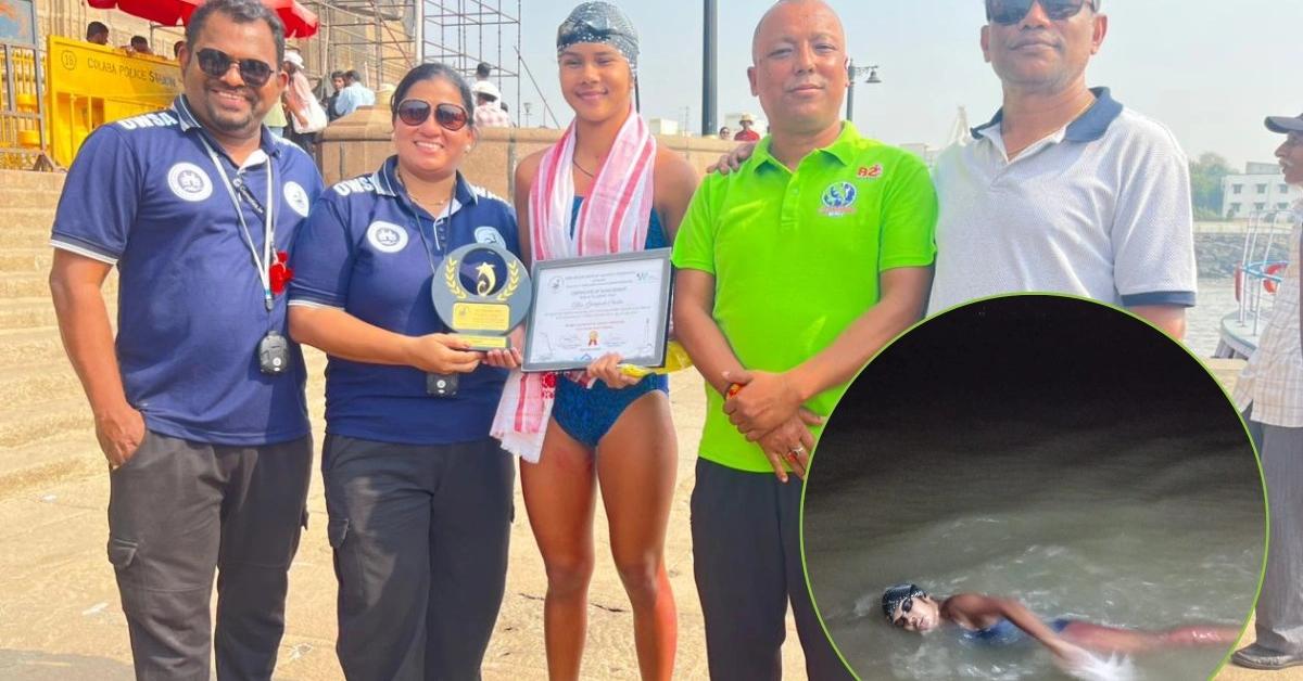 15 वर्षीय गरियाशी चुटिया बनीं करणजा-गेटवे ओपन-वॉटर तैराकी पूरी करने वाली पहली असमिया लड़की