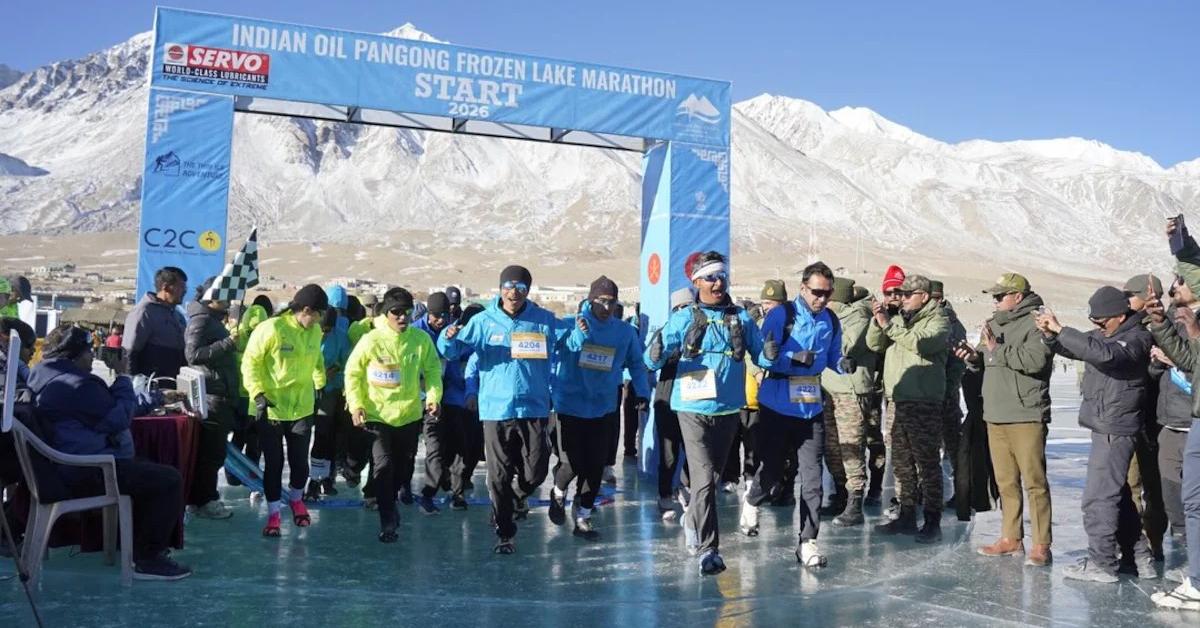 लद्दाख में 14,000 फीट की ऊंचाई पर पांगोंग फ्रोजन लेक मैराथन में भारतीय सेना का दबदबा