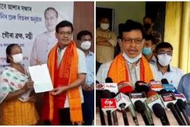 Guardian Minister U. G. Brahma distributes cheque to widow under Government Scheme