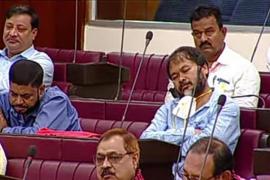 MLA Akhil Gogoi in a deep sleep as the CHIEF Minister's speech continues