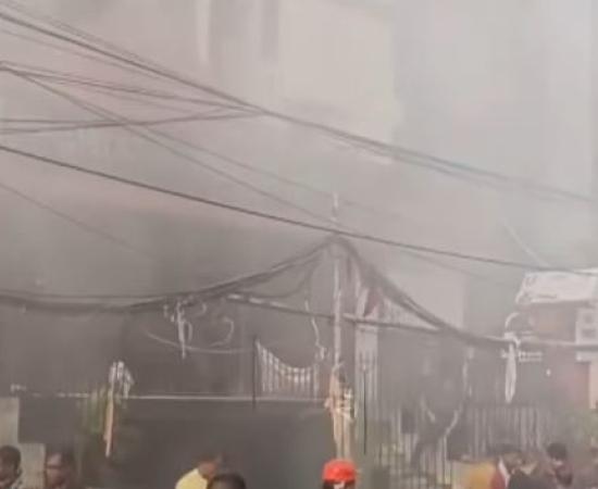 Massive Fire At Cyber Mart In Fancy Bazar