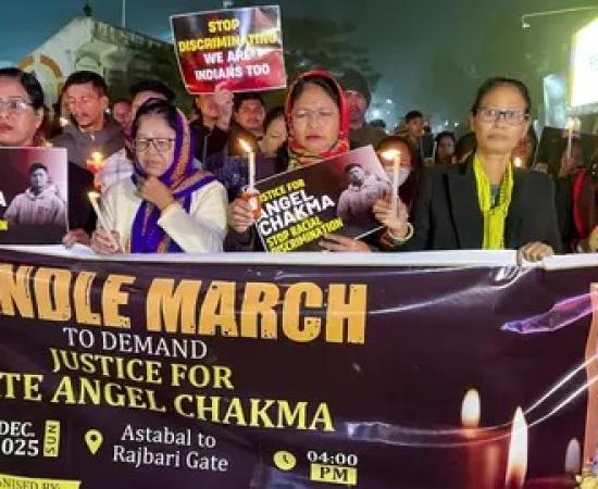 देहरादून में नॉर्थईस्ट के छात्रों का कैंडल मार्च, अंजेल चकमा के लिए न्याय की मांग