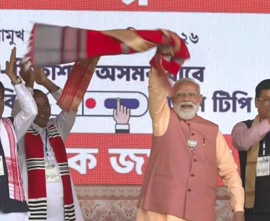 Narendra Modi bats for BJP hat-trick in Assam, flags ‘dangerous conspiracy’